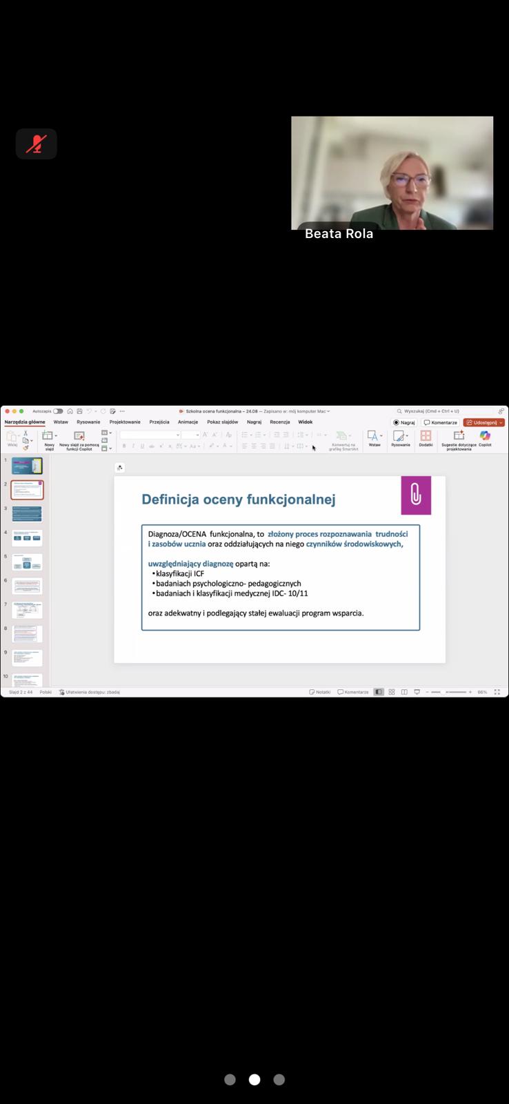 Szkolenie z zakresu oceny funkcjonalnej prowadzone przez dr Beatę Rolę